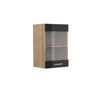 Vicco Armario de Cocina con Vidrio R-Line, Negro Brillo Intenso, 40 cm