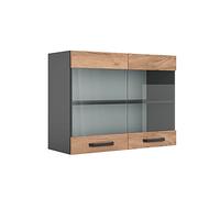 Vicco Armario de Cocina con Vidrio R-Line, Roble Dorado, 80 cm, para combinación Libre Dentro de Sistemas de Cocina modulares