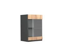 Vicco Armario de cocina con vidrio "R-Line", Roble dorado/Antracita 40 cm | 1 Puerta · 1 Estante · Profundidad - 31 cm · ✓ Libremente combinable · ✓ Todo a la vista