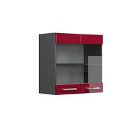 Vicco Armario de Cocina con Vidrio R-Line, Rojo de Alto Brillo, 60 cm, para combinación Libre Dentro de Sistemas de Cocina modulares