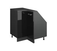 Vicco Armario de Cocina esquinero para Techo Inclinado R-Line, Negro Brillo Intenso, 75.6 cm con 1 Puerta