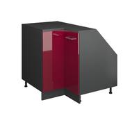 Vicco Armario de Cocina esquinero para Techo Inclinado R-Line, Rojo de Alto Brillo, 75.6 cm con 1 Puerta, Carcasa del Armario 60 cm de Profundidad