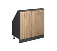 Vicco Armario de Cocina para Techo Inclinado R-Line, Roble Artesanal/Antracita, 80 cm con 2 Puertas