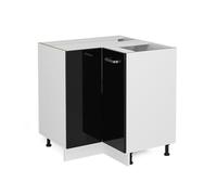 Vicco Armario de Esquina R-Line, Negro Brillo Intenso, 75.6 cm sin encimera, para combinación Libre Dentro de Sistemas de Cocina modulares