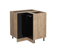 Vicco Armario de Esquina R-Line, Negro Brillo Intenso, 75.6 cm sin encimera, para combinación Libre Dentro de Sistemas de Cocina modulares