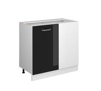 Vicco Armario de Esquina R-Line, Negro Brillo Intenso, 86 cm