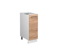 Vicco Armario de Farmacia Fame-Line, Roble Dorado, 30 cm | 1 puerta extraíble · Sin encimera · Patas regulables en altura · Tiradores de metal