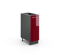 Vicco Armario de Farmacia Fame-Line, Rojo Burdeos Alto Brillo, 30 cm | Frente de MDF · Sin encimera · Patas regulables en altura · Tiradores de metal · Guías metálicas de extracción total