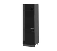 Vicco Armario para frigorífico Empotrado R-Line Negro Brillo Intenso 60 cm