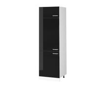 Vicco Armario para frigorífico Empotrado R-Line Negro Brillo Intenso 60 cm