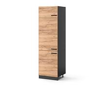 Vicco Armario para frigorífico Empotrado R-Line, Roble Dorado, 60 cm, para combinación Libre Dentro de Sistemas de Cocina modulares