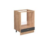Vicco Armario para Horno Empotrado Fame-Line, Antracita-Oro, 60 cm | Frente de MDF · Sin encimera · Patas regulables en altura · Tiradores de metal · Fácil integración ✓