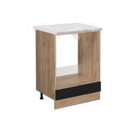 Vicco Armario para Horno Empotrado R-Line, Negro Brillo Intenso/Roble Dorado, 60 cm ET Mármol