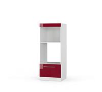 Vicco Armario para microondas Fame-Line, Rojo Burdeos Alto Brillo, 60 cm Abierto