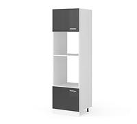 Vicco Armario para microondas R-Line, Antracita Alto Brillo, 60 cm | 2 Puertas · ✓ Hueco para horno · ✓ Nicho para microondas · Patas regulables en altura · ✓ Libremente combinable