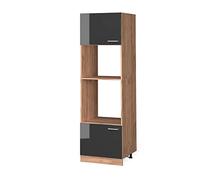 Vicco Armario para microondas R-Line, Antracita Alto Brillo, 60 cm | 2 Puertas · ✓ Hueco para horno · ✓ Nicho para microondas · Patas regulables en altura · ✓ Libremente combinable