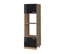 Vicco Armario para microondas R-Line, Negro Brillo Intenso, 60 cm | 2 Puertas · ✓ Hueco para horno · ✓ Nicho para microondas · Patas regulables en altura · ✓ Libremente combinable