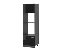 Vicco Armario para microondas R-Line, Negro Brillo Intenso/Antracita 60 cm | 2 Puertas · ✓ Hueco para horno · ✓ Nicho para microondas · Patas regulables en altura · ✓ Libremente combinable