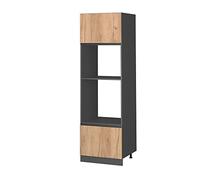 Vicco Armario para microondas "R-Line", Roble dorado/Antracita 60 cm | 2 Puertas · ✓ Hueco para horno · ✓ Nicho para microondas · Patas regulables en altura · ✓ Libremente combinable