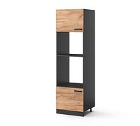Vicco Armario para microondas "R-Line", Roble dorado/Antracita 60 cm | 2 Puertas · ✓ Hueco para horno · ✓ Nicho para microondas · Patas regulables en altura · ✓ Libremente combinable