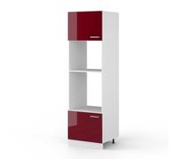 Vicco Armario para microondas R-Line, Rojo de Alto Brillo, 60 cm | 2 Puertas · ✓ Hueco para horno · ✓ Nicho para microondas · Patas regulables en altura · ✓ Libremente combinable