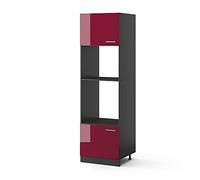 Vicco Armario para microondas R-Line, Rojo de Alto Brillo, 60 cm | 2 Puertas · ✓ Hueco para horno · ✓ Nicho para microondas · Patas regulables en altura · ✓ Libremente combinable