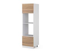 Vicco Armario para microondas R-Line, Sonoma, 60 cm | 2 Puertas · ✓ Hueco para horno · ✓ Nicho para microondas · Patas regulables en altura · ✓ Libremente combinable
