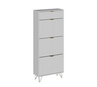 Vicco Armario para Zapatos Helge, Blanco, 60 x 145 cm 3 Compartimentos, Independiente para un Almacenamiento Que Ahorra Espacio en el Pasillo