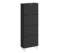 Vicco Armario para zapatos "Helge", Negro 60 x 166.7 cm | 4 compartimentos, para guardar zapatos en la entrada