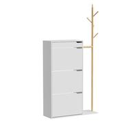 Vicco Armario para zapatos "Ivo", Blanco 90 x 181.5 cm | con 3 compartimentos, 1 cajón, para guardar zapatos y accesorios en el pasillo