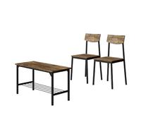 Vicco Banco y Silla Fyrk, Negro/Roble rústico, 85 x 46 cm 3 Partes, Apto para Comedor, Cocina o Zonas Exteriores Cubiertas