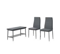 Vicco Banco y Silla Grand, Gris, 85 x 46.5 cm Juego de 3 Piezas, para Usar como Conjunto de Comedor en Cocina o Comedor