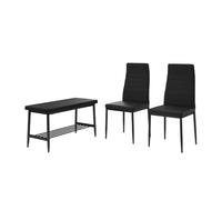 Vicco Banco y Silla Grand, Negro, 85 x 46.5 cm Juego de 3 Piezas, para Usar como Conjunto de Comedor en Cocina o Comedor