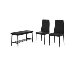 Vicco Banco y Silla Grand, Negro, 85 x 46.5 cm Juego de 3 Piezas, para Usar como Conjunto de Comedor en Cocina o Comedor