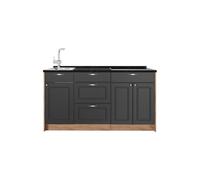 Vicco Bloque de Cocina Fame-Line, Antracita-Oro Landhaus, 150 cm, ET Antracita, para ampliación Individual con módulos compatibles