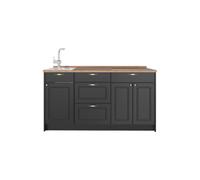 Vicco Bloque de Cocina Fame-Line, Antracita-Oro Landhaus, 150 cm, ET Roble, para ampliación Individual con módulos compatibles