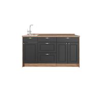 Vicco Bloque de Cocina Fame-Line, Antracita-Oro Landhaus, 150 cm, ET Roble, para ampliación Individual con módulos compatibles