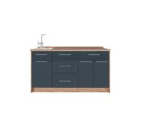 Vicco Bloque de Cocina Fame-Line, Azul Oscuro Alto Brillo, 150 cm sin encimera, para ampliación Individual con módulos compatibles