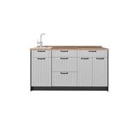 Vicco Bloque de Cocina Fame-Line, Blanco casa de Campo, 150 cm