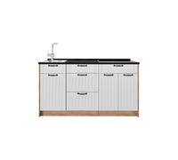 Vicco Bloque de Cocina Fame-Line, Blanco casa de Campo/Roble Dorado, 150 cm, ET Antracita, para ampliación Individual con módulos compatibles