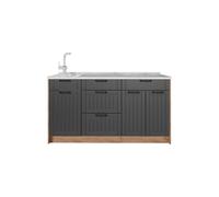 Vicco Bloque de Cocina Fame-Line, Gris Oscuro, 150 cm, ET Mármol, para ampliación Individual con módulos compatibles