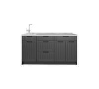 Vicco Bloque de Cocina Fame-Line, Gris Oscuro/Antracita, 150 cm, ET Mármol, para ampliación Individual con módulos compatibles