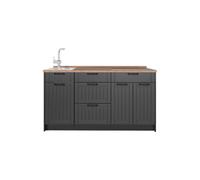 Vicco Bloque de Cocina Fame-Line, Gris Oscuro/Antracita, 150 cm, ET Roble, para ampliación Individual con módulos compatibles