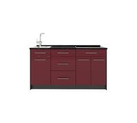 Vicco Bloque de Cocina Fame-Line, Rojo Burdeos Alto Brillo, 150 cm, ET Antracita, para ampliación Individual con módulos compatibles