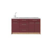 Vicco Bloque de Cocina Fame-Line, Rojo Burdeos Alto Brillo, 150 cm, ET Mármol, para ampliación Individual con módulos compatibles
