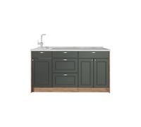 Vicco Bloque de Cocina Fame-Line, Verde Dorado Casa de Campo, 150 cm, ET Mármol, para ampliación Individual con módulos compatibles