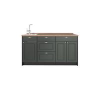 Vicco Bloque de Cocina Fame-Line, Verde Dorado Casa de Campo, 150 cm, ET Roble, para ampliación Individual con módulos compatibles