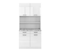 Vicco Bloque de Cocina R-Line, Blanco Alto Brillo, 100 cm, ET Mármol, Apto para combinación Modular en líneas de Cocina