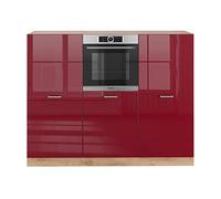 Vicco Bloque de Cocina R-Line, Burdeos Brillo Intenso/Roble Dorado, 180 cm sin encimera