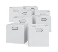 Vicco Caja plegable, Blanco, 30 x 30 cm Juego de 8, apto para sistemas de estanterías con orificio integrado para asa